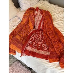 1 Om Aum Handblock Print Hindu Yoga Meditation Indian Desi Boho Chunni scarf